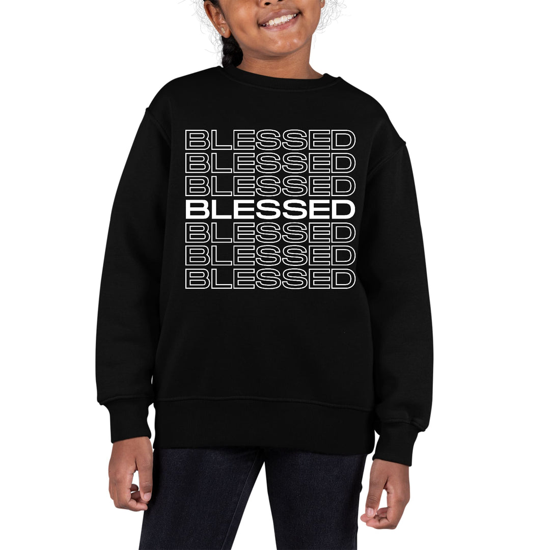 Youth Graphic Sweatshirt Blessed Stacked Print - Girls | Sweatshirts