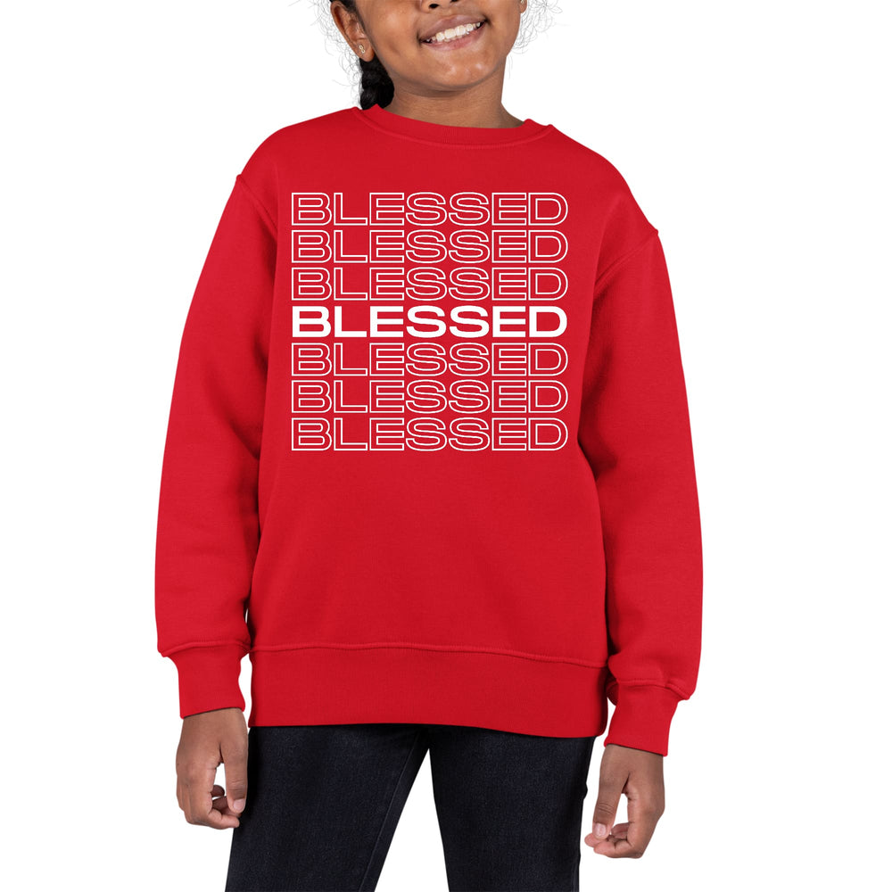 Youth Graphic Sweatshirt Blessed Stacked Print - Girls | Sweatshirts