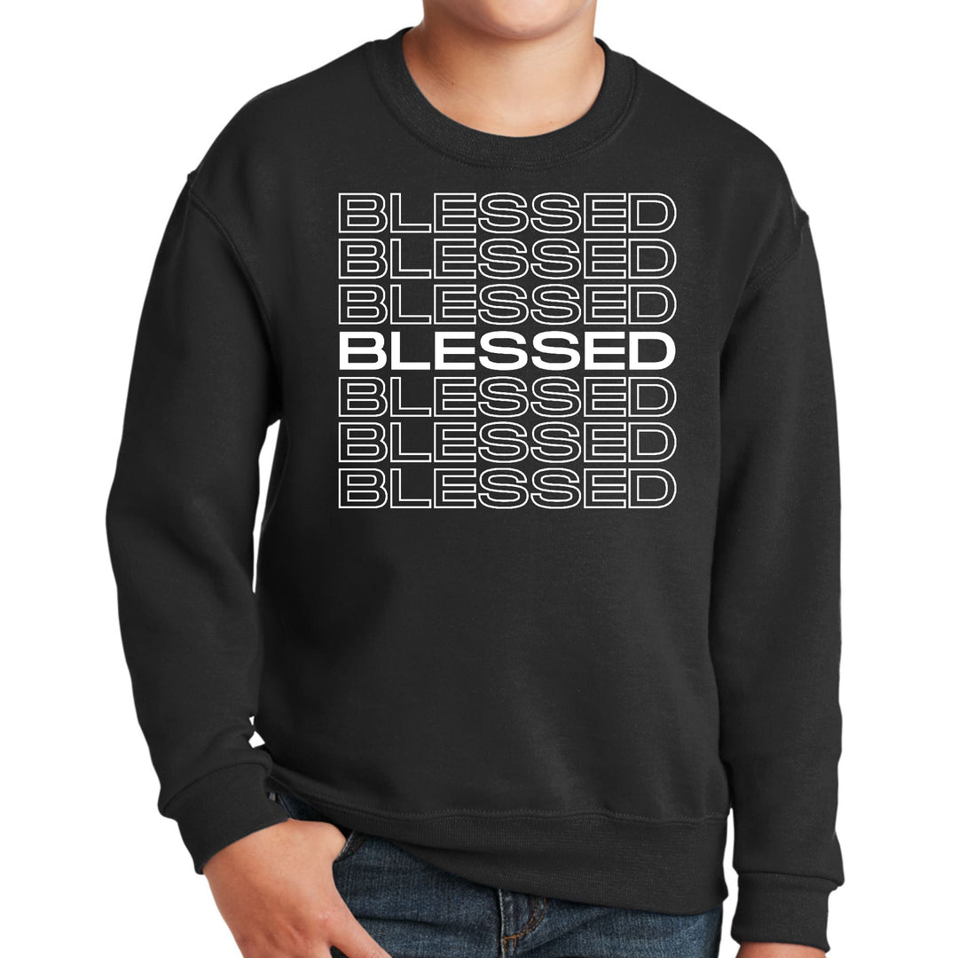 Youth Graphic Sweatshirt Blessed Stacked Print - Youth | Sweatshirts