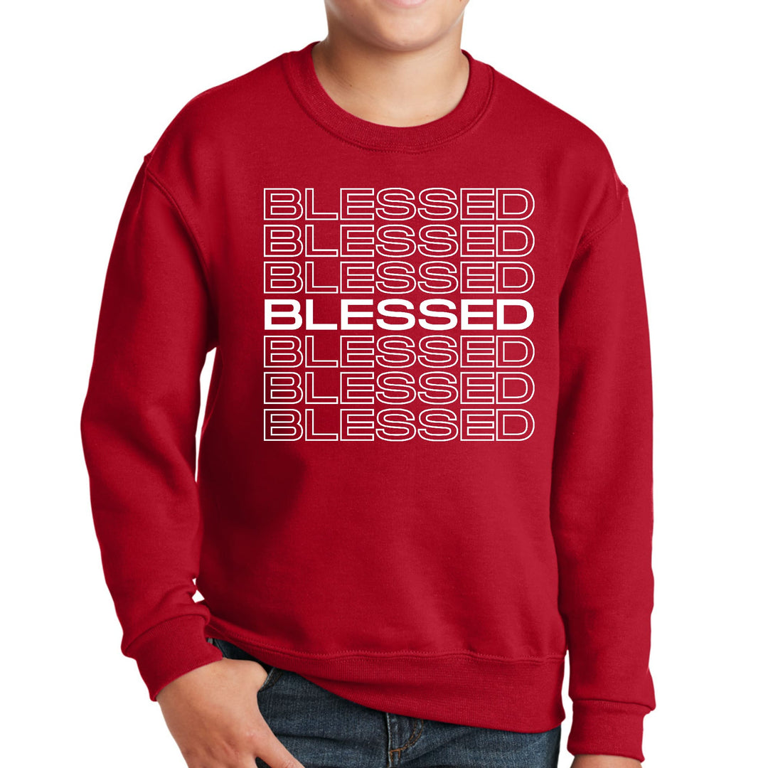 Youth Graphic Sweatshirt Blessed Stacked Print - Youth | Sweatshirts