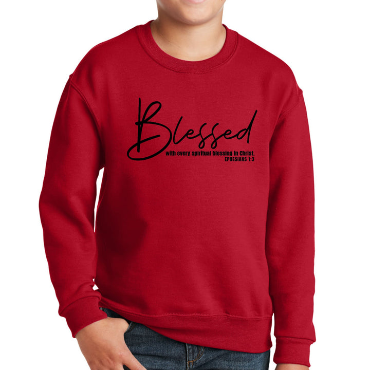 Youth Graphic Sweatshirt Blessed with Every Spiritual Blessing Black - Youth