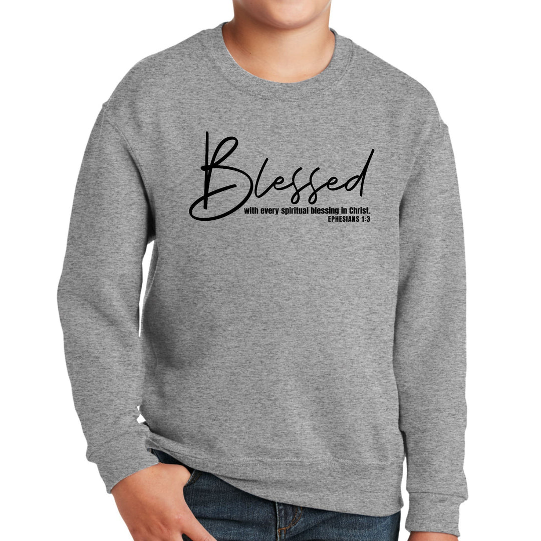 Youth Graphic Sweatshirt Blessed with Every Spiritual Blessing Black - Youth