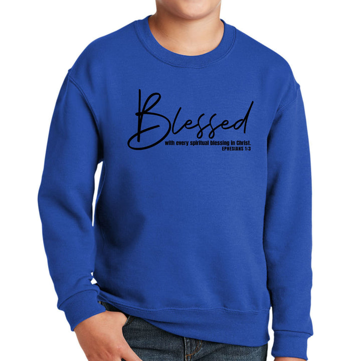 Youth Graphic Sweatshirt Blessed with Every Spiritual Blessing Black - Youth