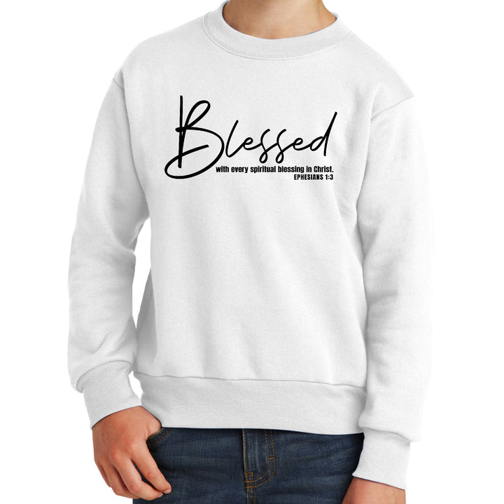 Youth Graphic Sweatshirt Blessed with Every Spiritual Blessing Black - Youth