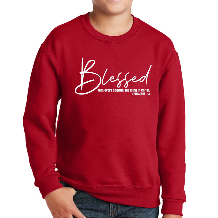 Youth Graphic Sweatshirt Blessed with Every Spiritual Blessing White - Youth