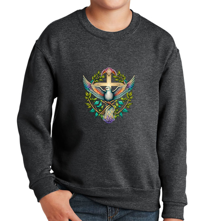 Youth Graphic Sweatshirt Blue Green Multicolor Dove Floral - Youth | Sweatshirts