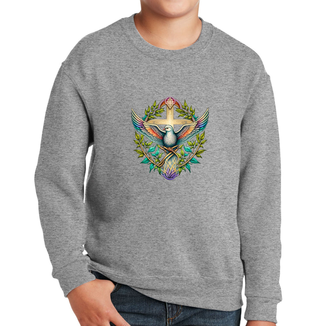 Youth Graphic Sweatshirt Blue Green Multicolor Dove Floral - Youth | Sweatshirts