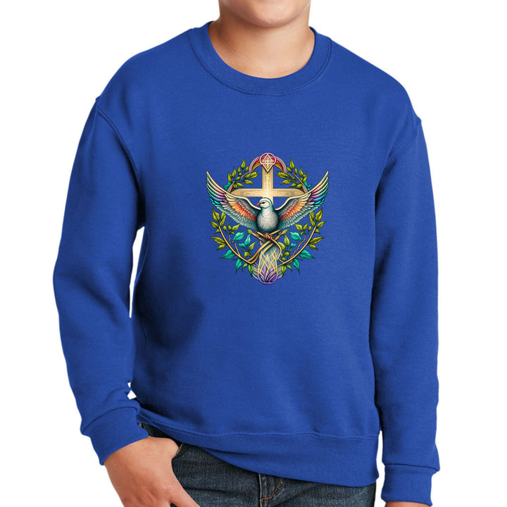 Youth Graphic Sweatshirt Blue Green Multicolor Dove Floral - Youth | Sweatshirts