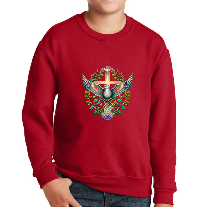 Youth Graphic Sweatshirt - Blue Green Multicolor Dove Floral - Youth/Sweatshirts