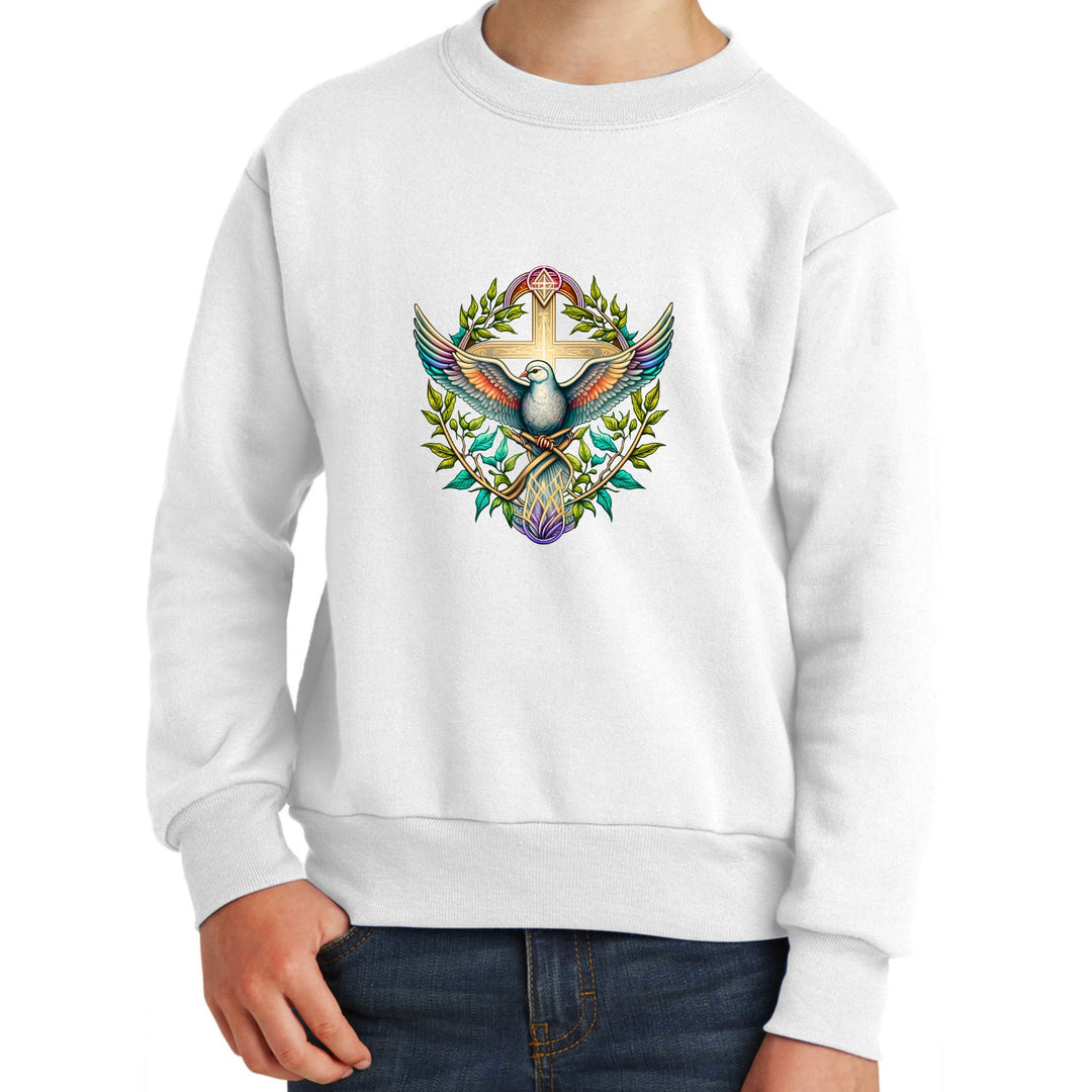 Youth Graphic Sweatshirt Blue Green Multicolor Dove Floral - Youth | Sweatshirts