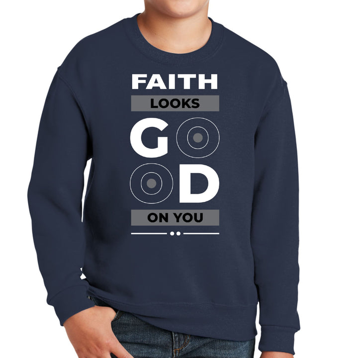 Youth Graphic Sweatshirt Faith Looks Good - Youth | Sweatshirts