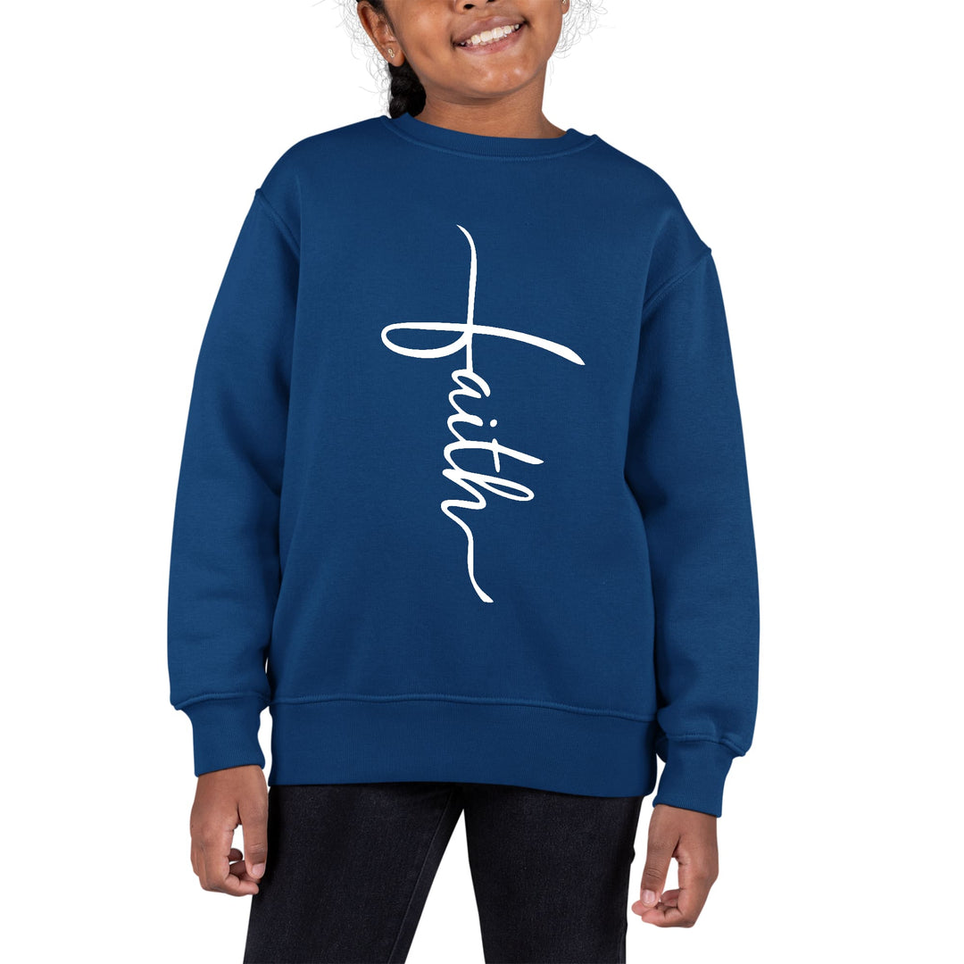 Youth Graphic Sweatshirt Faith Script Cross Illustration - Girls | Sweatshirts