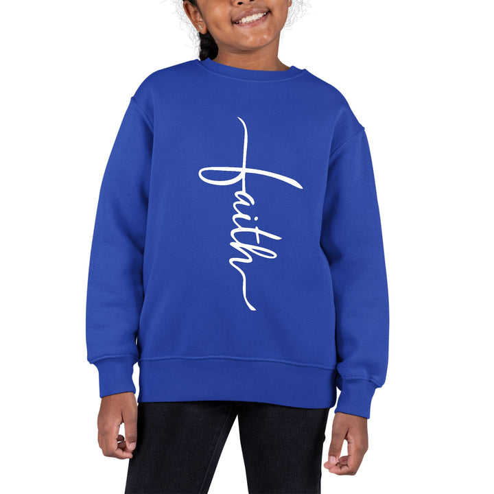 Youth Graphic Sweatshirt Faith Script Cross Illustration - Girls | Sweatshirts