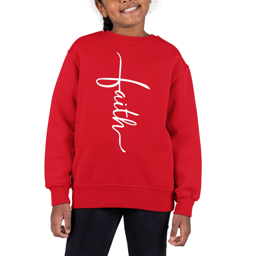 Youth Graphic Sweatshirt Faith Script Cross Illustration - Girls | Sweatshirts