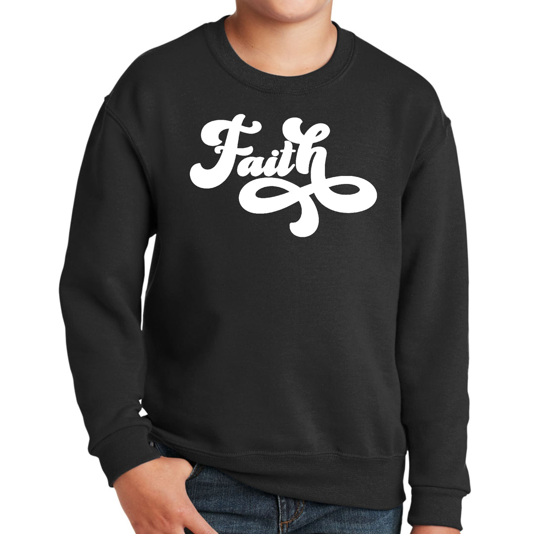 Youth Graphic Sweatshirt Faith Script Illustration - Youth | Sweatshirts