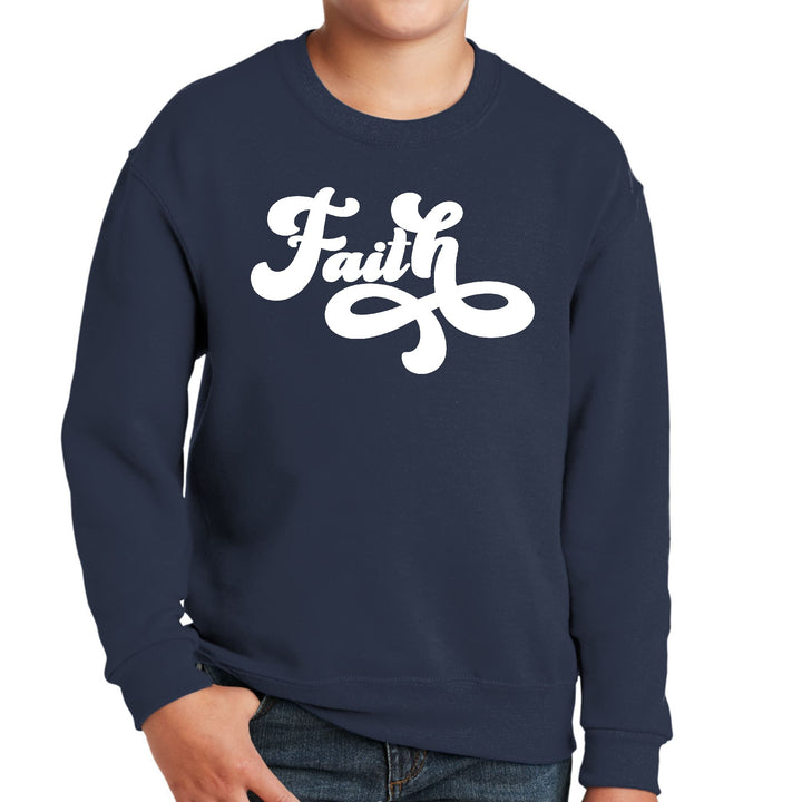 Youth Graphic Sweatshirt Faith Script Illustration - Youth | Sweatshirts