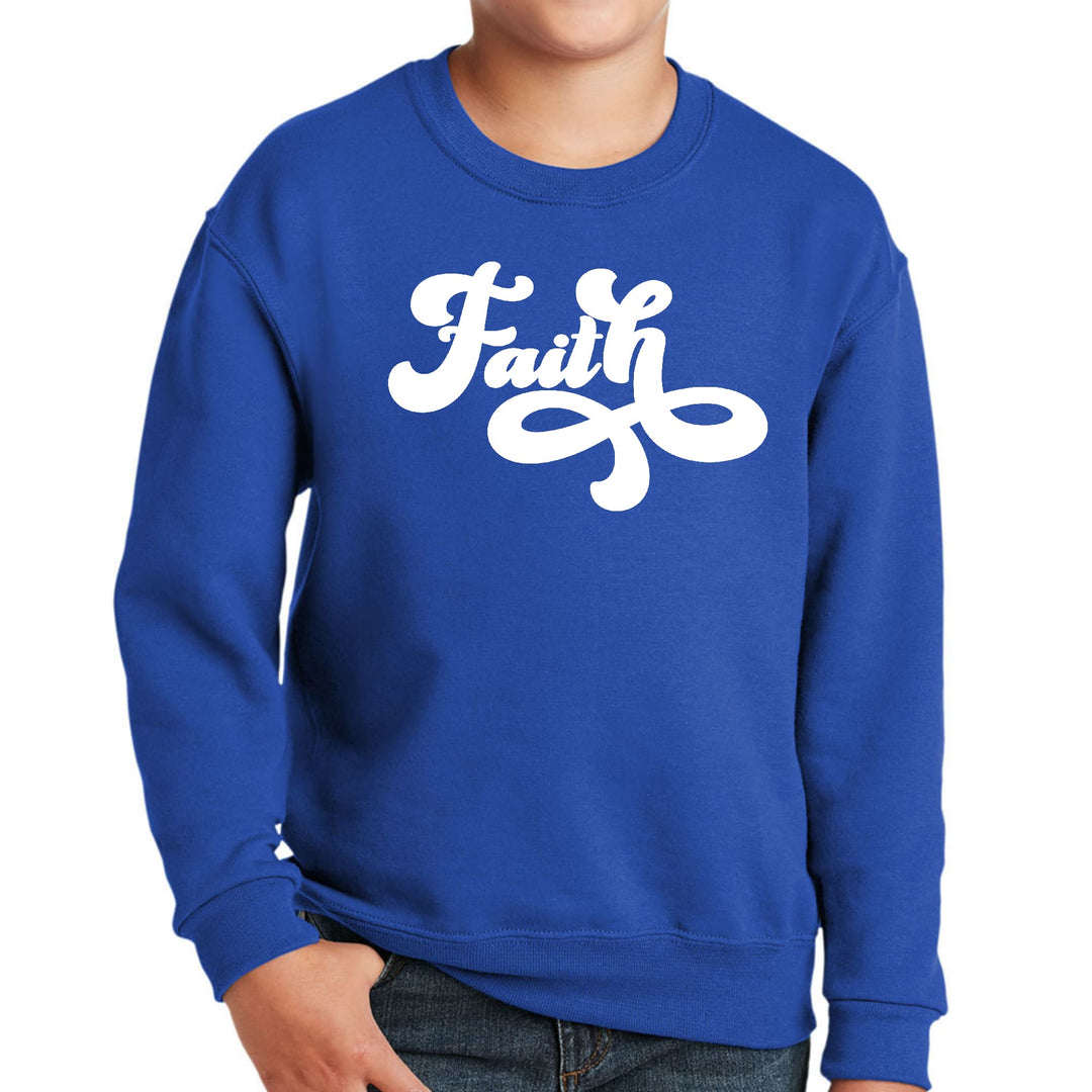 Youth Graphic Sweatshirt Faith Script Illustration - Youth | Sweatshirts