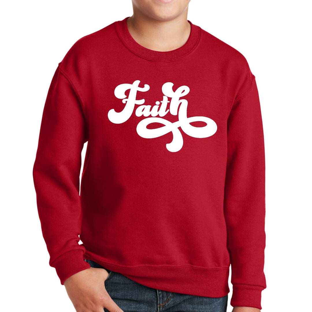 Youth Graphic Sweatshirt Faith Script Illustration - Youth | Sweatshirts