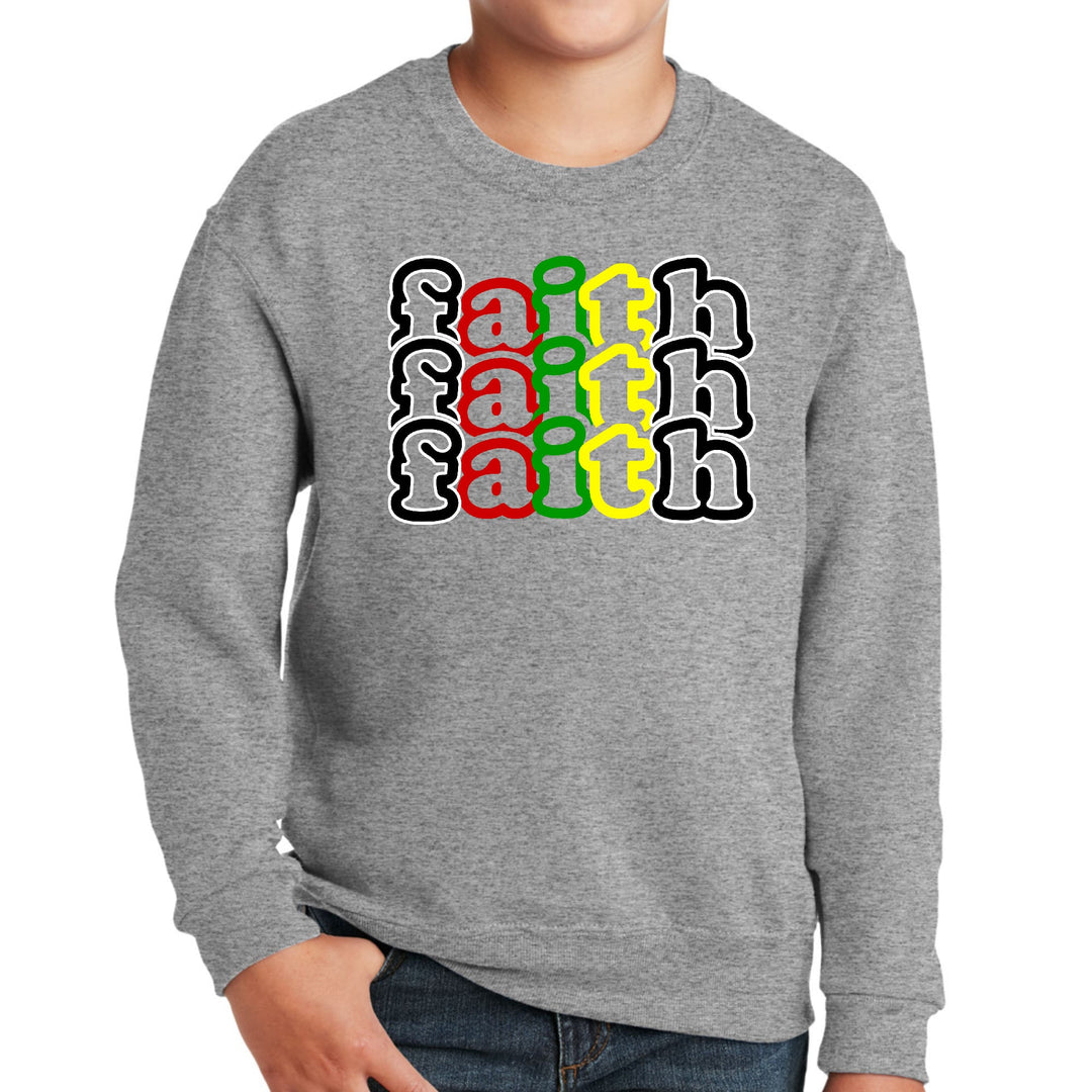 Youth Graphic Sweatshirt Faith Stack Multicolor Black Illustration - Youth