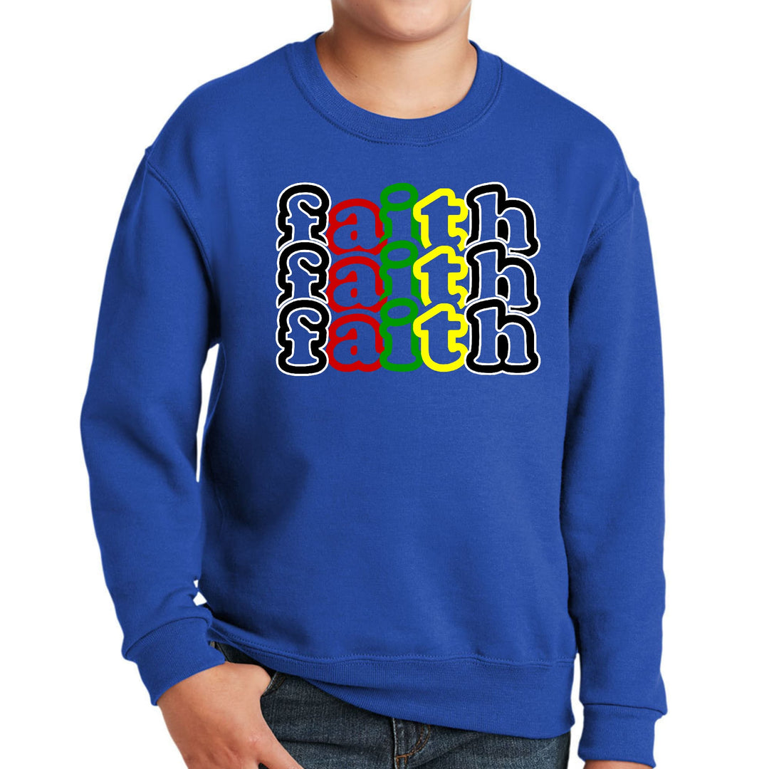 Youth Graphic Sweatshirt Faith Stack Multicolor Black Illustration - Youth