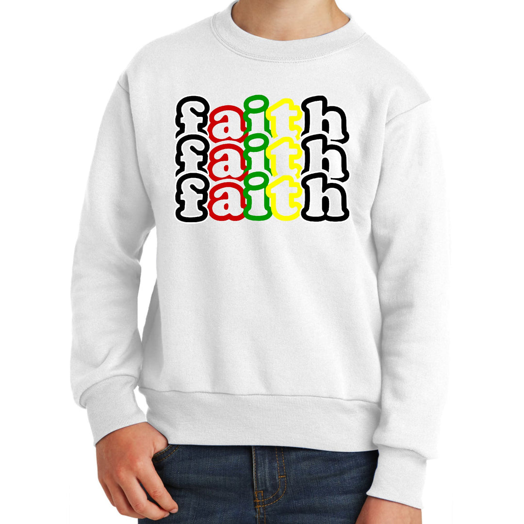 Youth Graphic Sweatshirt Faith Stack Multicolor Black Illustration - Youth