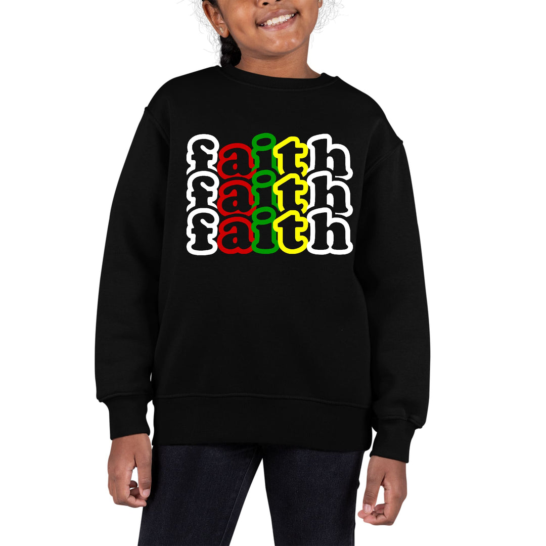 Youth Graphic Sweatshirt Faith Stack Multicolor Illustration - Girls