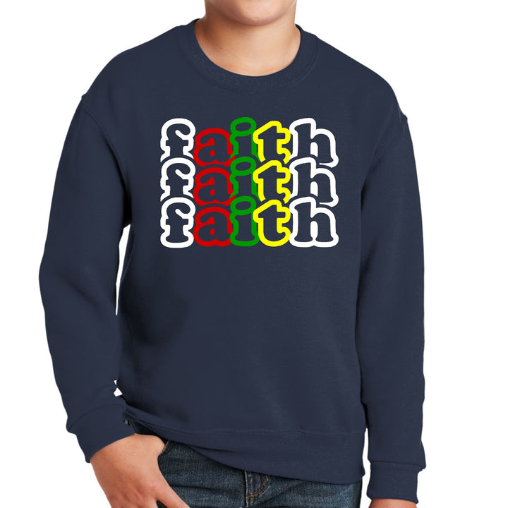 Youth Graphic Sweatshirt Faith Stack Multicolor Illustration - Youth