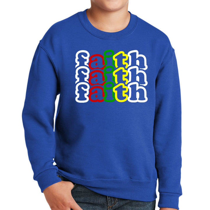 Youth Graphic Sweatshirt Faith Stack Multicolor Illustration - Youth