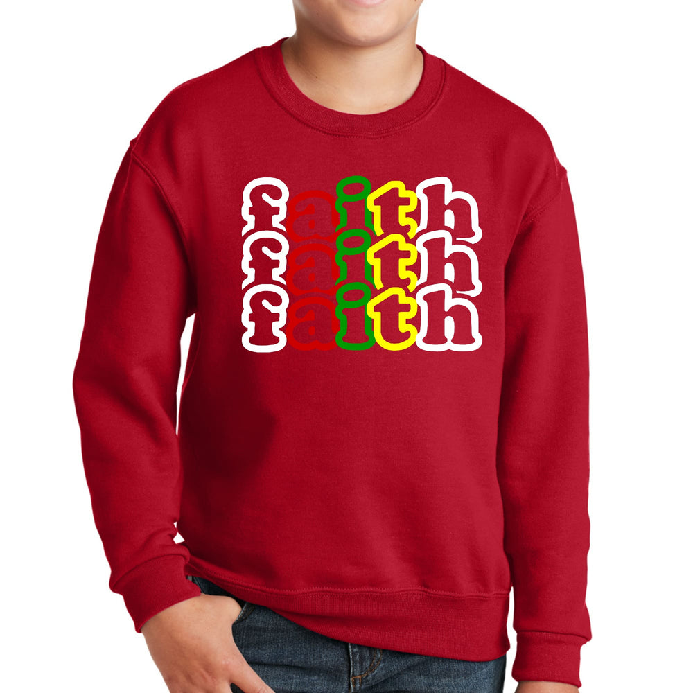 Youth Graphic Sweatshirt Faith Stack Multicolor Illustration - Youth/Sweatshirts