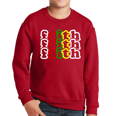 Youth Graphic Sweatshirt Faith Stack Multicolor Illustration - Youth