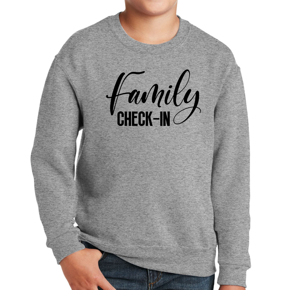 Youth Graphic Sweatshirt Family Check-in Illustration - Youth | Sweatshirts