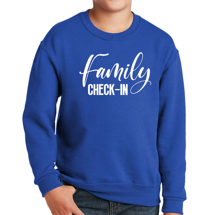 Youth Graphic Sweatshirt Family Check-in Illustration - Youth | Sweatshirts