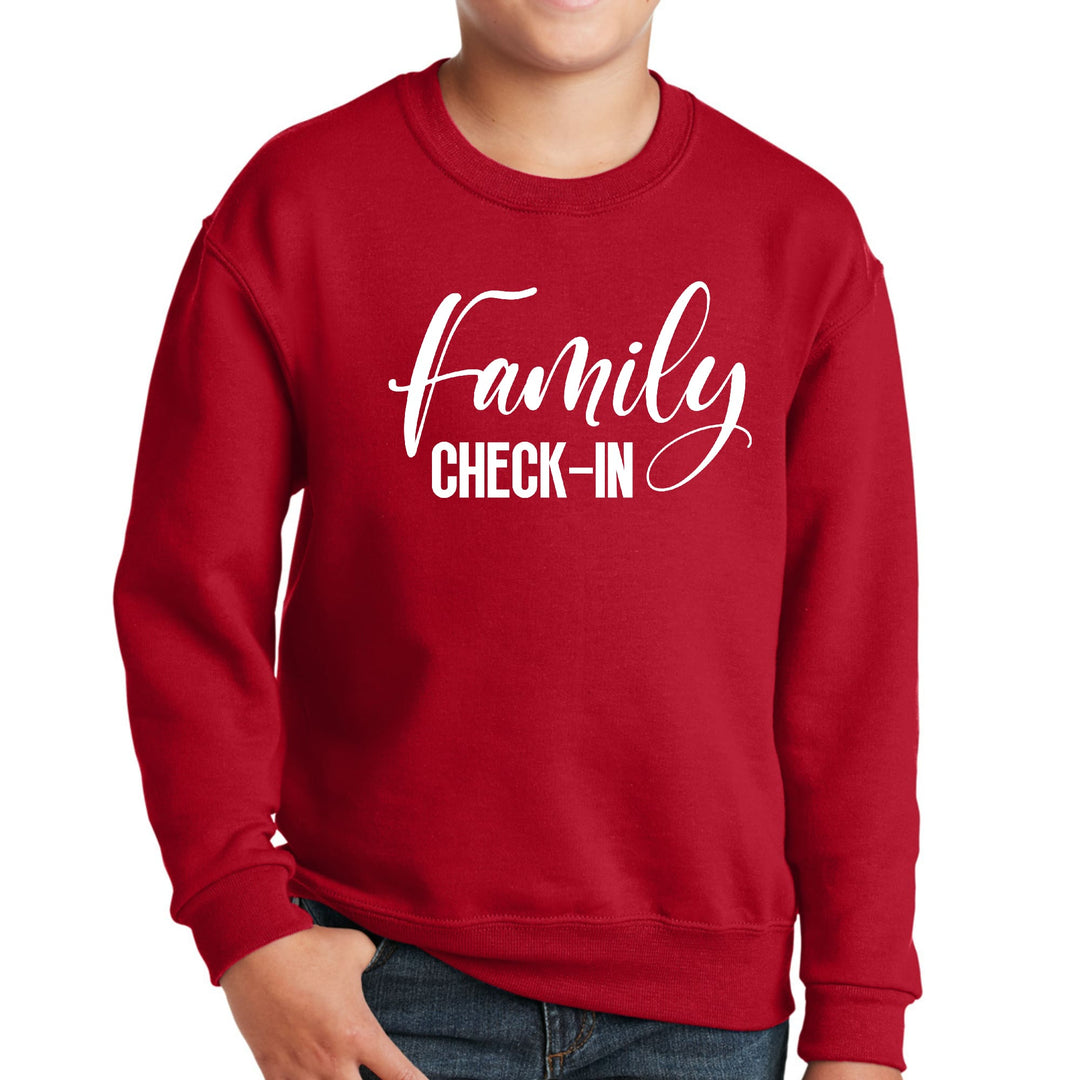 Youth Graphic Sweatshirt Family Check-in Illustration - Youth | Sweatshirts