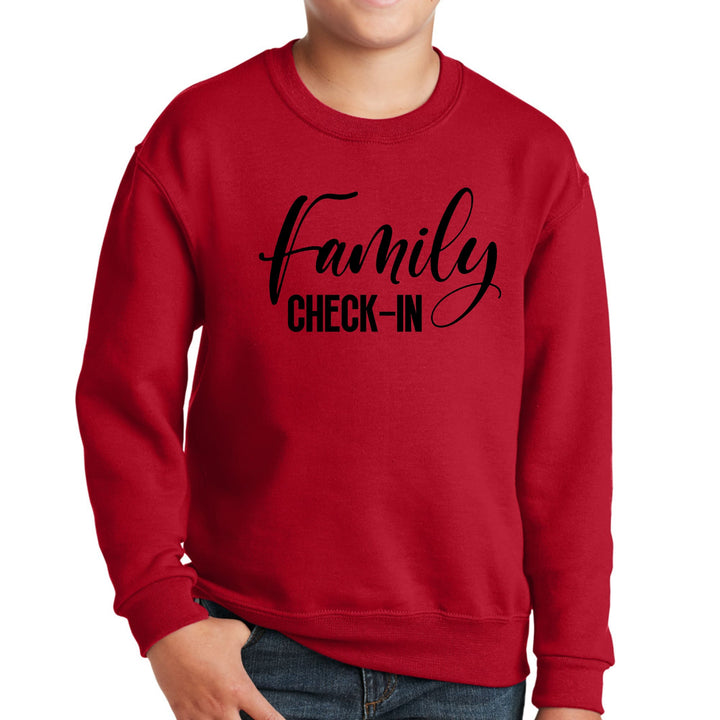 Youth Graphic Sweatshirt Family Check-in Illustration - Youth | Sweatshirts