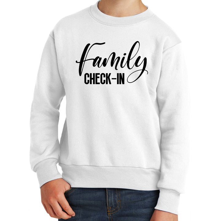 Youth Graphic Sweatshirt Family Check-in Illustration - Youth | Sweatshirts