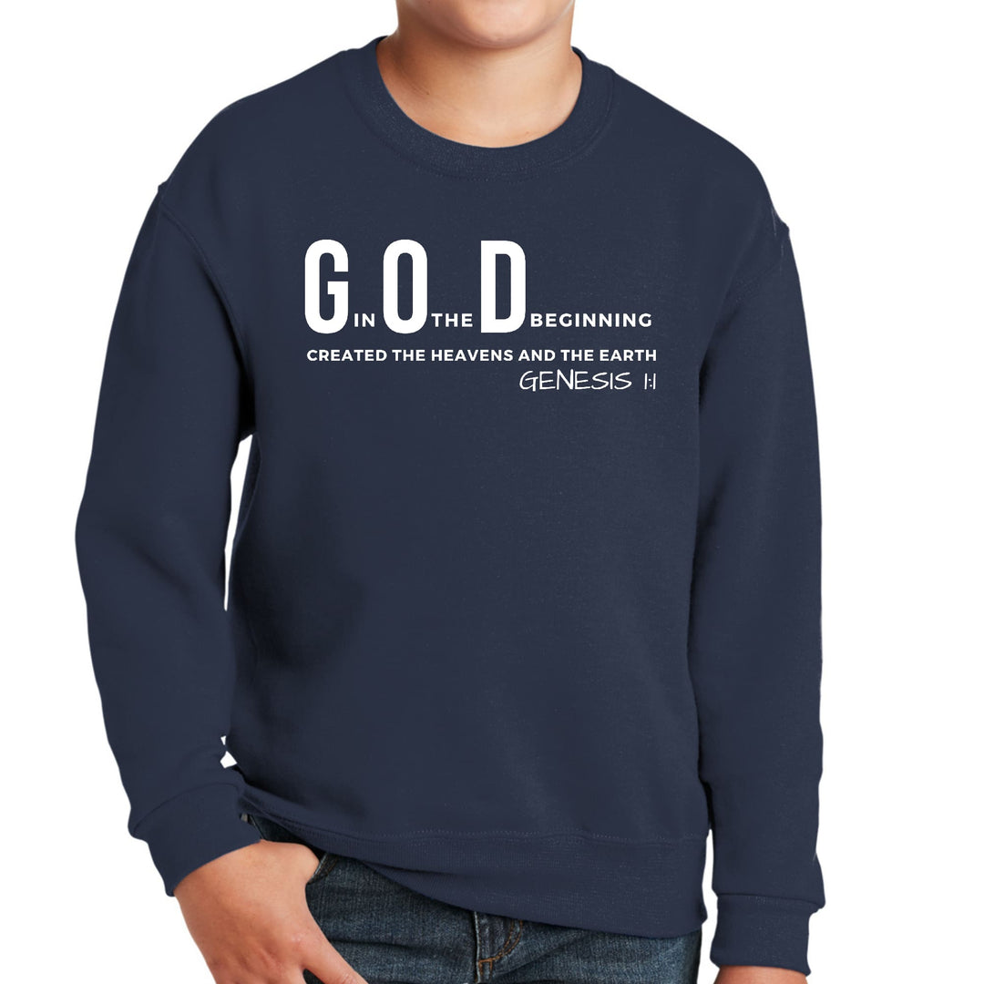 Youth Graphic Sweatshirt God in the Beginning Print - Youth | Sweatshirts