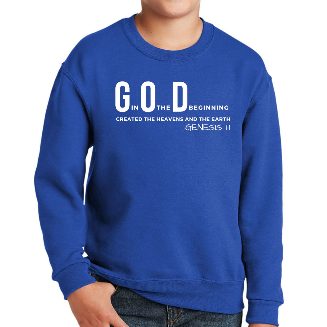 Youth Graphic Sweatshirt God in the Beginning Print - Youth | Sweatshirts