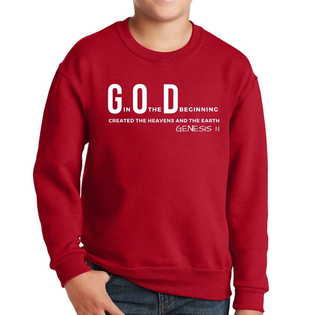 Youth Graphic Sweatshirt God in the Beginning Print - Youth | Sweatshirts