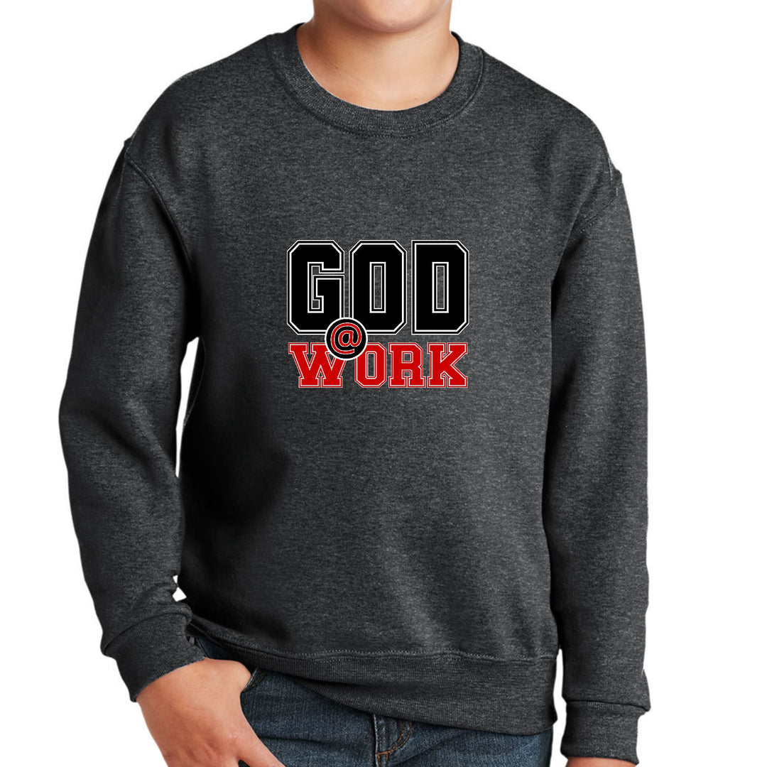 Youth Graphic Sweatshirt God @ Work Black and Red Print - Youth | Sweatshirts