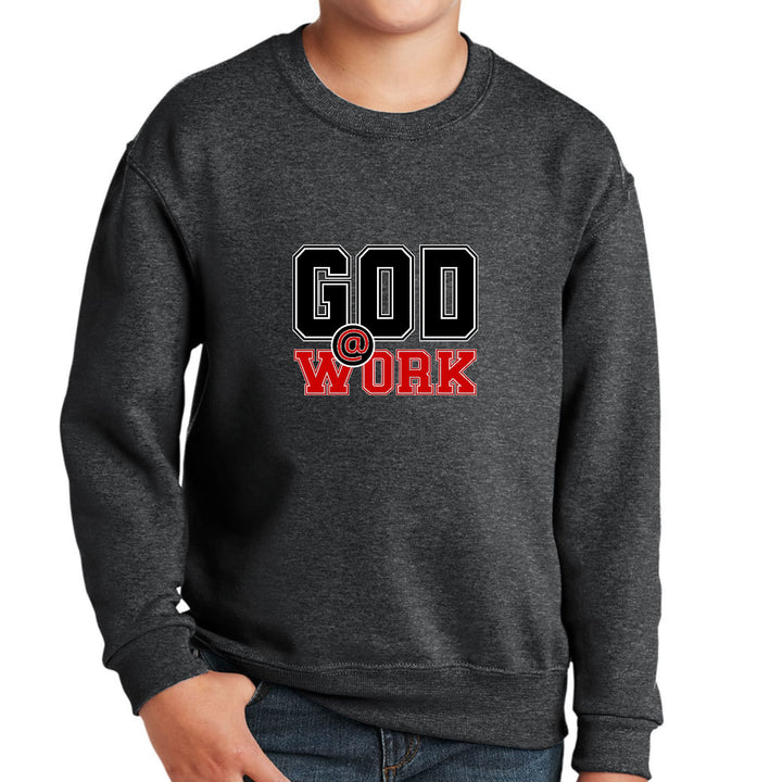 Youth Graphic Sweatshirt God @ Work Black and Red Print - Youth | Sweatshirts