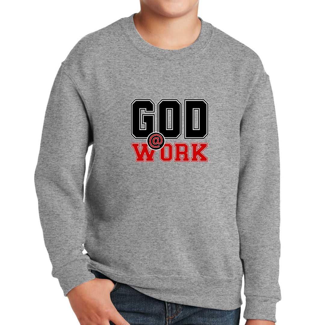 Youth Graphic Sweatshirt God @ Work Black and Red Print - Youth | Sweatshirts