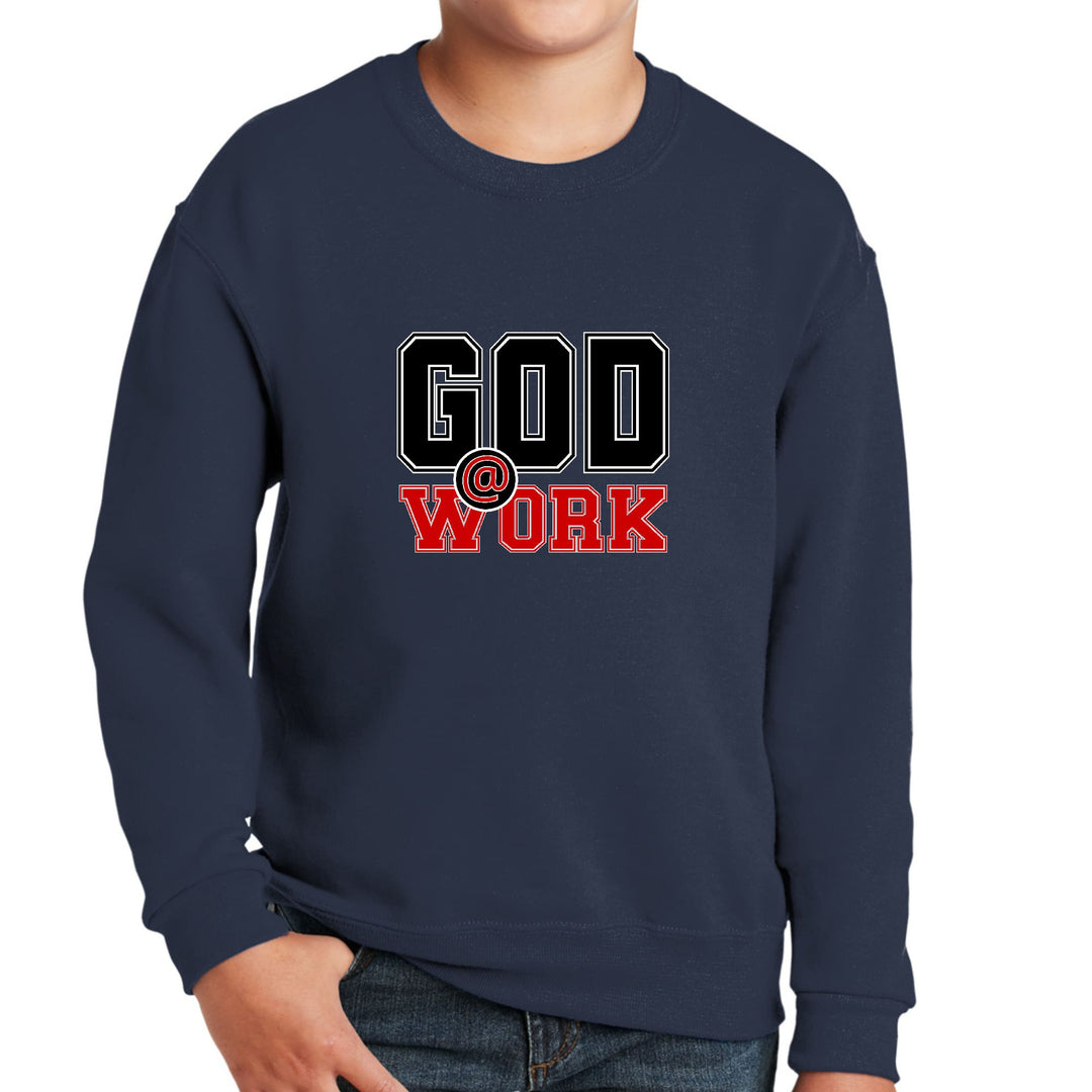 Youth Graphic Sweatshirt God @ Work Black and Red Print - Youth | Sweatshirts