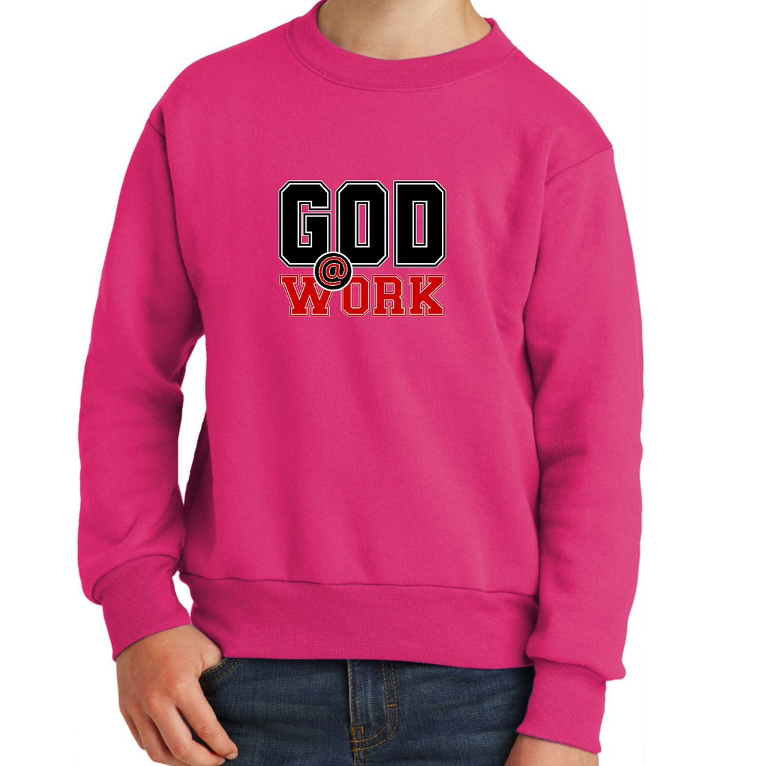 Youth Graphic Sweatshirt God @ Work Black and Red Print - Youth | Sweatshirts