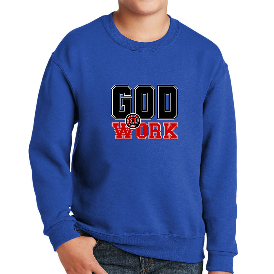 Youth Graphic Sweatshirt God @ Work Black and Red Print - Youth | Sweatshirts