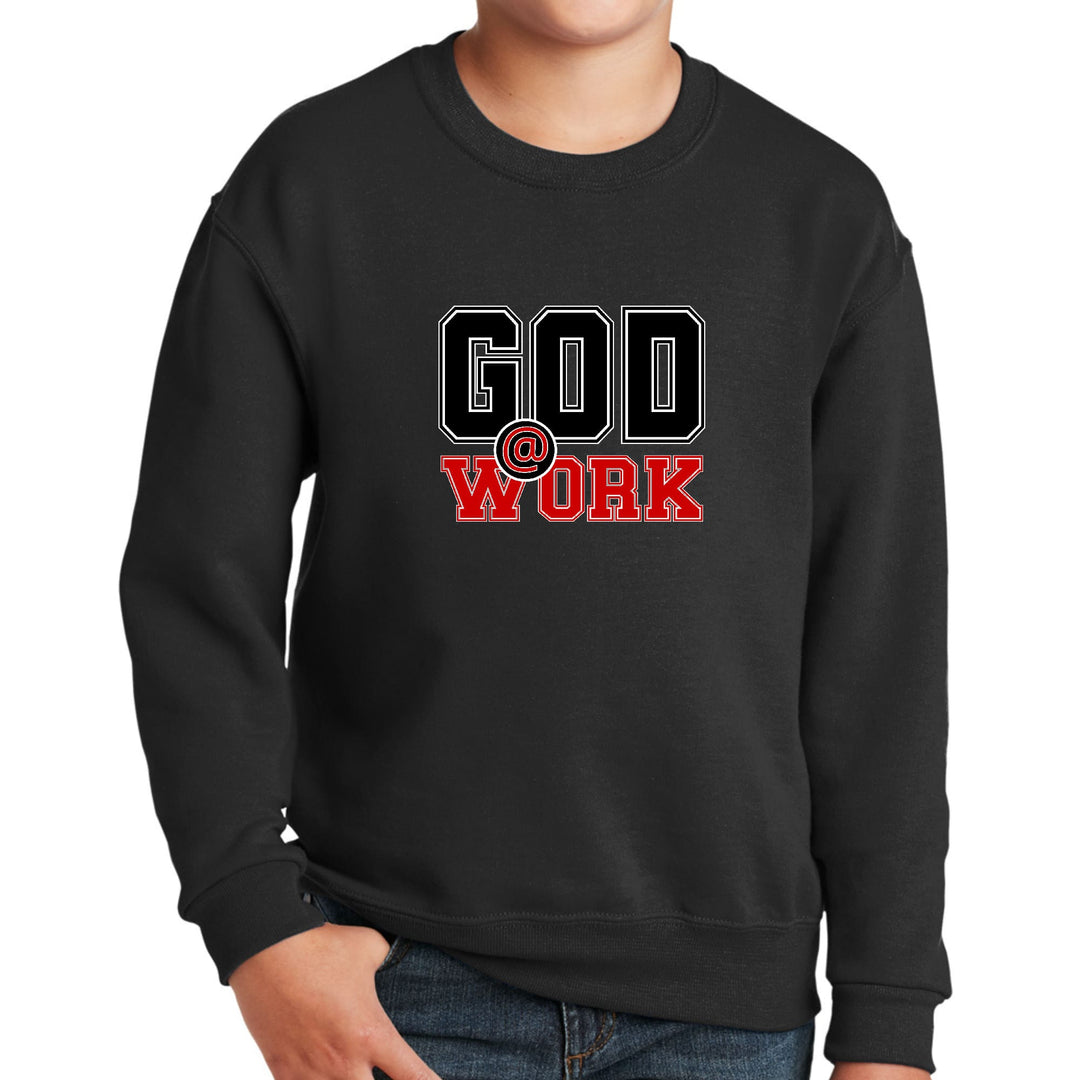 Youth Graphic Sweatshirt God @ Work Black and Red Print - Youth | Sweatshirts