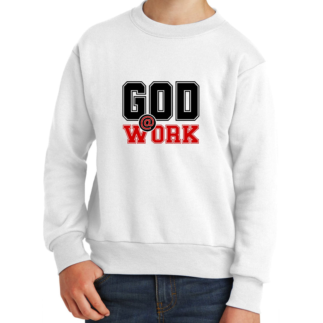 Youth Graphic Sweatshirt God @ Work Black and Red Print - Youth | Sweatshirts