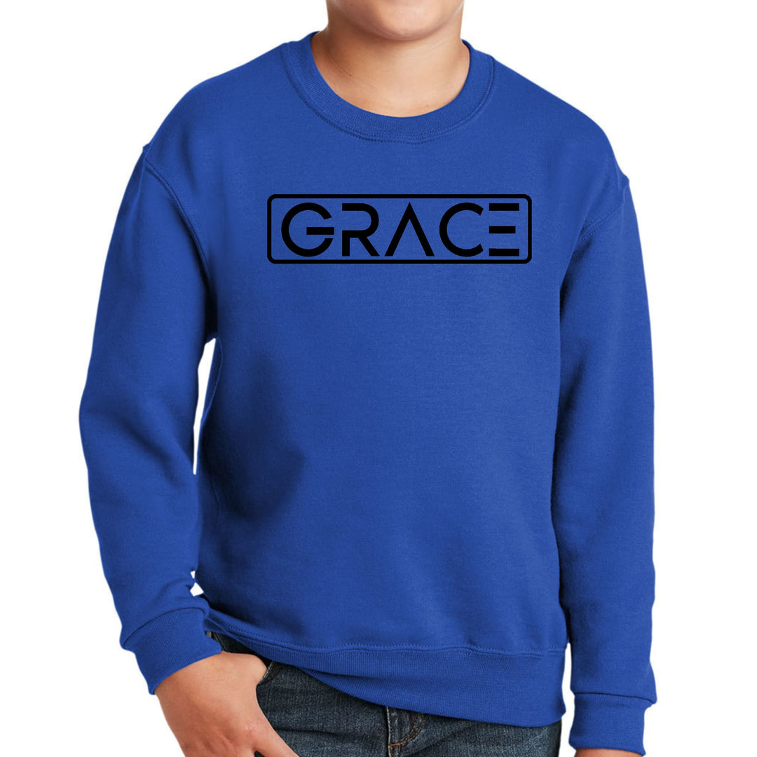 Youth Graphic Sweatshirt Grace Christian Black Illustration - Youth