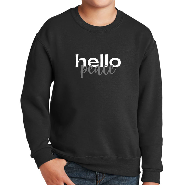 Youth Graphic Sweatshirt Hello Peace White and Gray - Youth | Sweatshirts