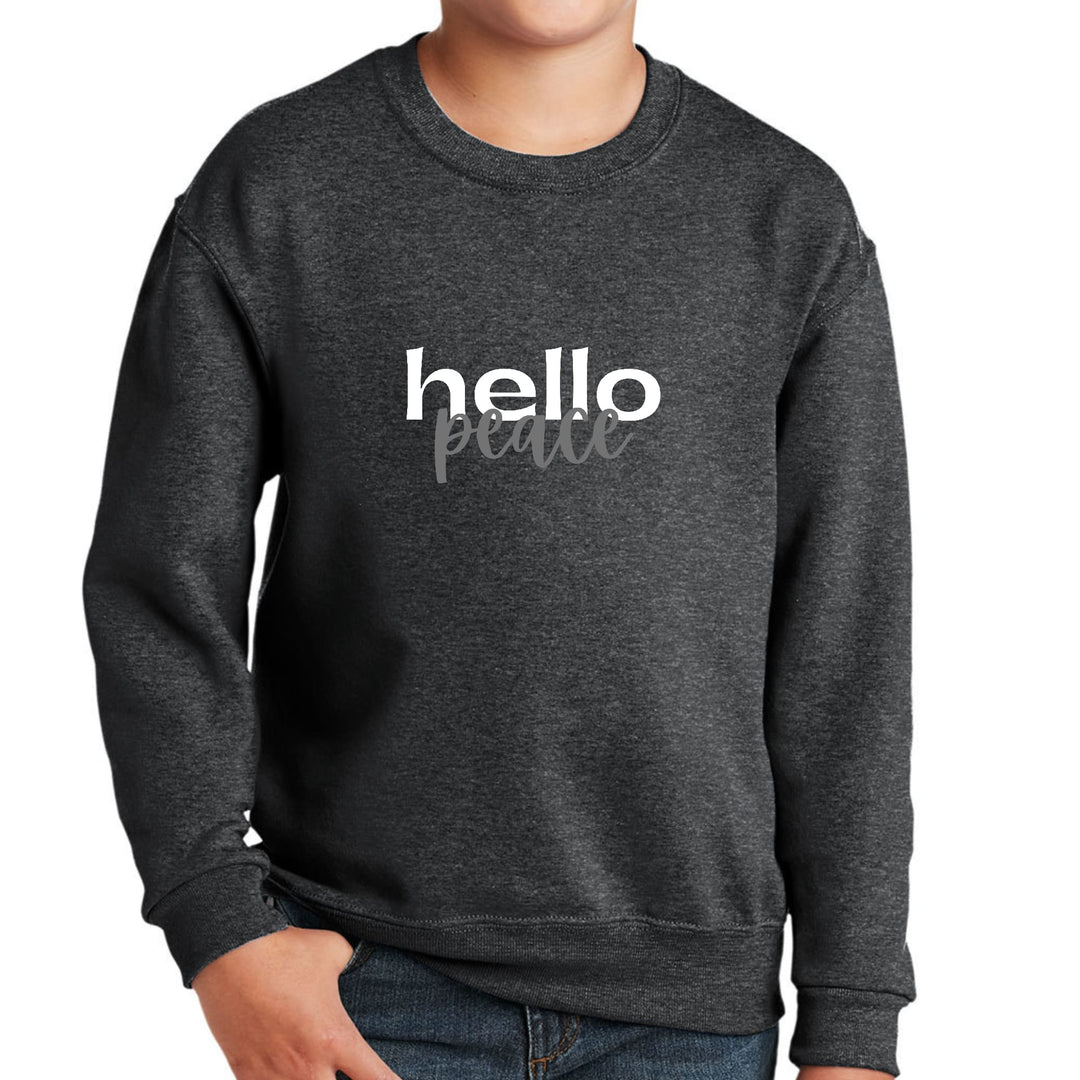 Youth Graphic Sweatshirt Hello Peace White and Gray - Youth | Sweatshirts