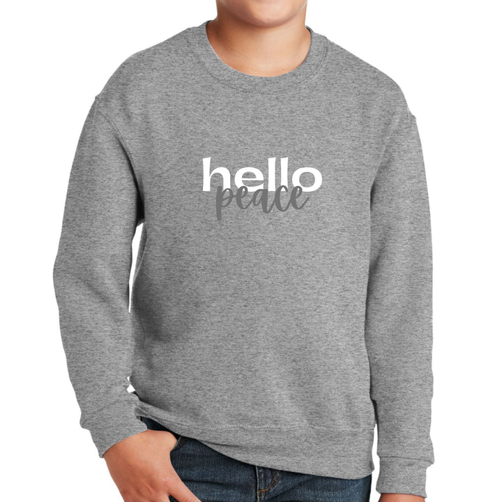 Youth Graphic Sweatshirt Hello Peace White and Gray - Youth | Sweatshirts